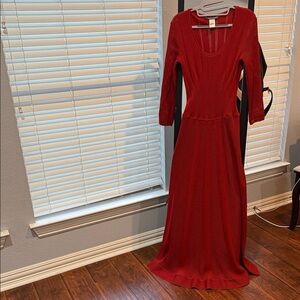 Alberta Ferretti Vibrant Red Knit Maxi Dress size 8/10 or Italian 46
